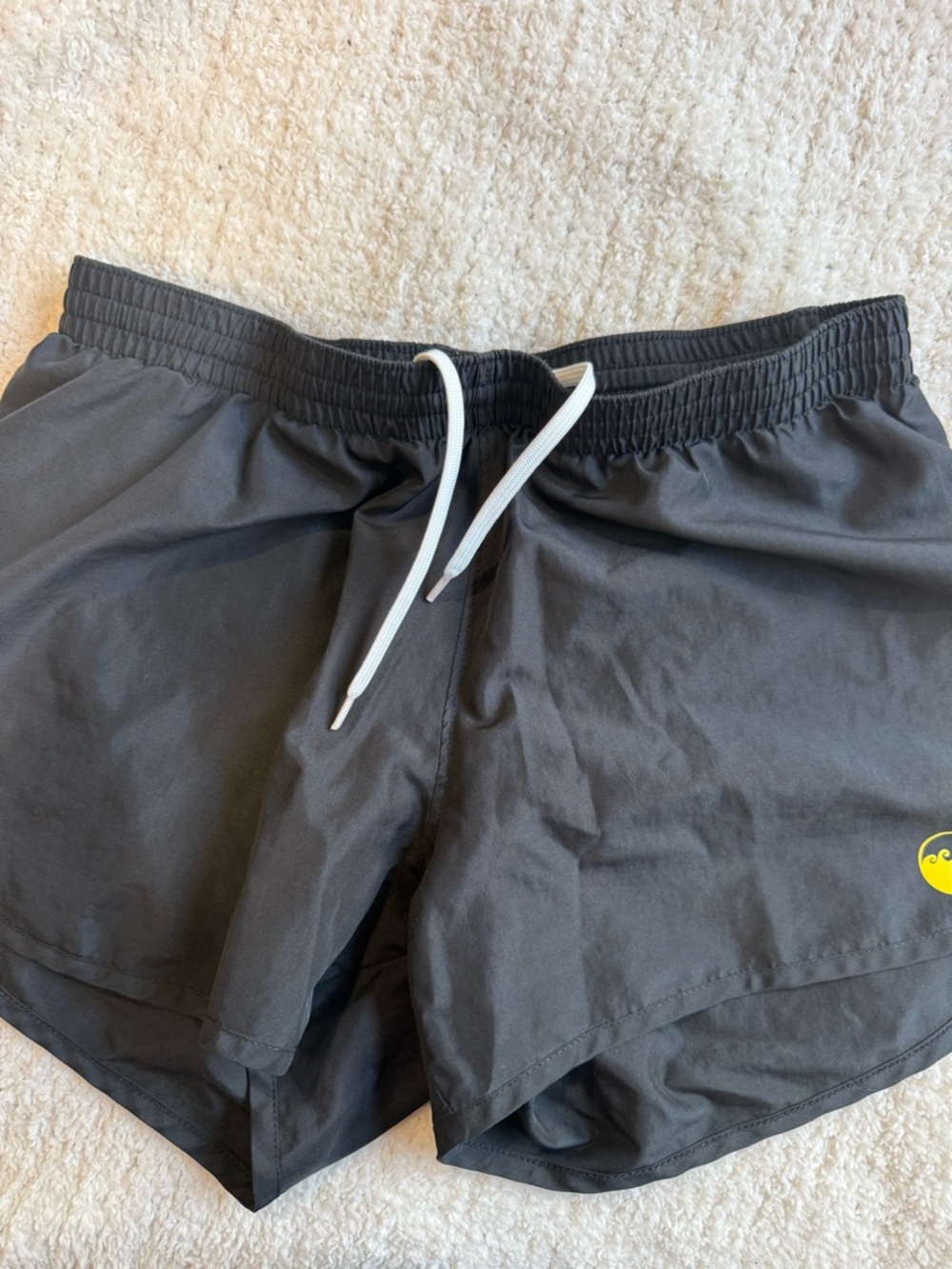 Black Athletic Swim Shorts with White Drawstring